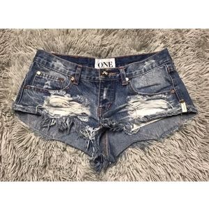 One Teaspoon “Trashwhore” Denim Shorts Size 22